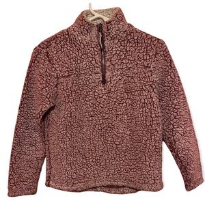 Cuddly Sherpa Girls Size 10/12 Pull over Pink Burgundy color  1/4 Zip